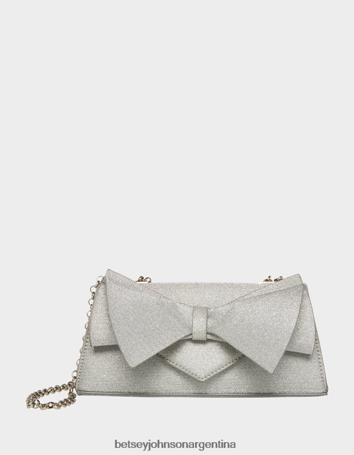 Betsey Johnson mujer bolsa convertible con lazo angular plata accesorios DTLJP8215