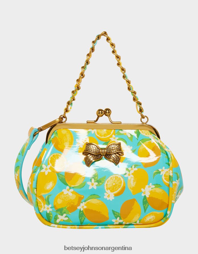 Betsey Johnson mujer bolso pequeño con cierre de beso de pepita limón accesorios DTLJP8244