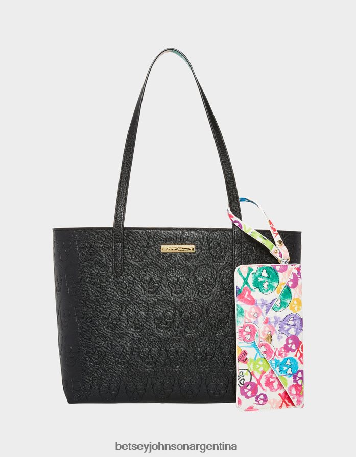 Betsey Johnson mujer bolso tote calavera xo negro accesorios DTLJP8216
