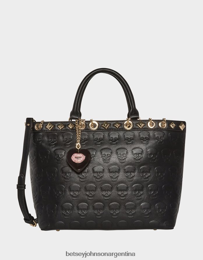 Betsey Johnson mujer bolso tote con diseño de calavera negro accesorios DTLJP8246