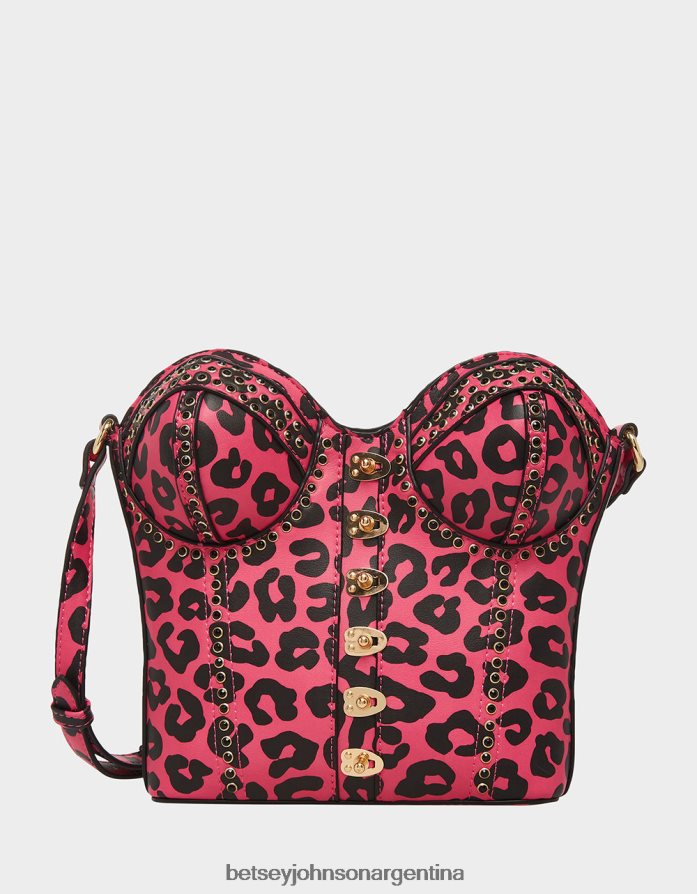 Betsey Johnson mujer kitsch de corsés love crossbody negro/rosa accesorios DTLJP8219