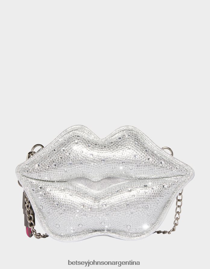Betsey Johnson mujer kitsch lee mis labios bandolera plata accesorios DTLJP8213