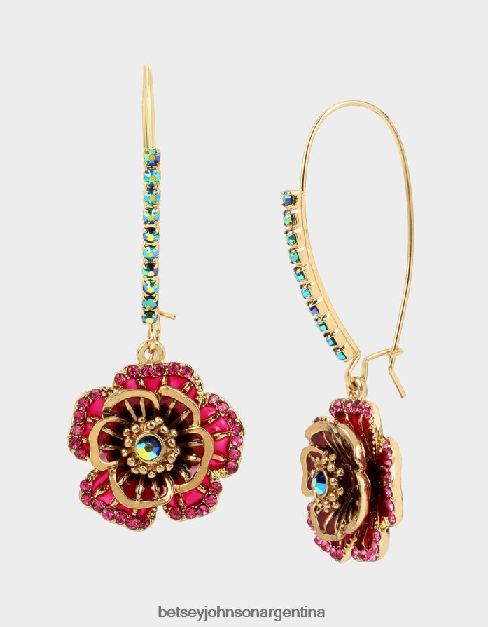 Betsey Johnson mujer pendientes de gancho con flor multi joyas DTLJP8325