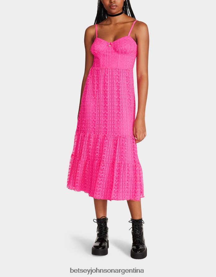 Betsey Johnson mujer vestido midi corsé ava rosa ropa DTLJP8285
