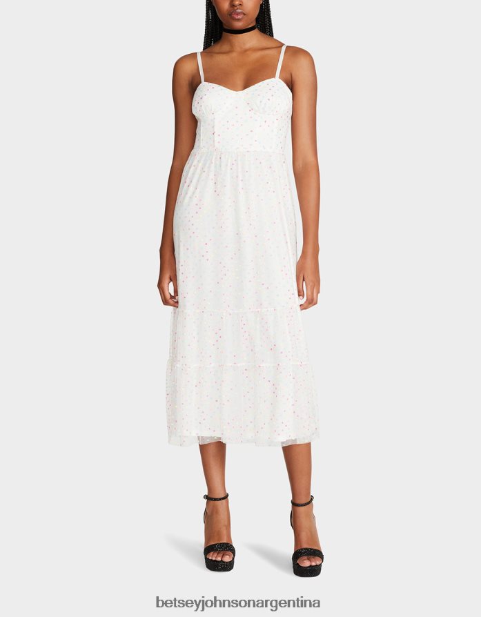 Betsey Johnson mujer vestido midi estilo corsé Garden Vibes multi blanco ropa DTLJP8281